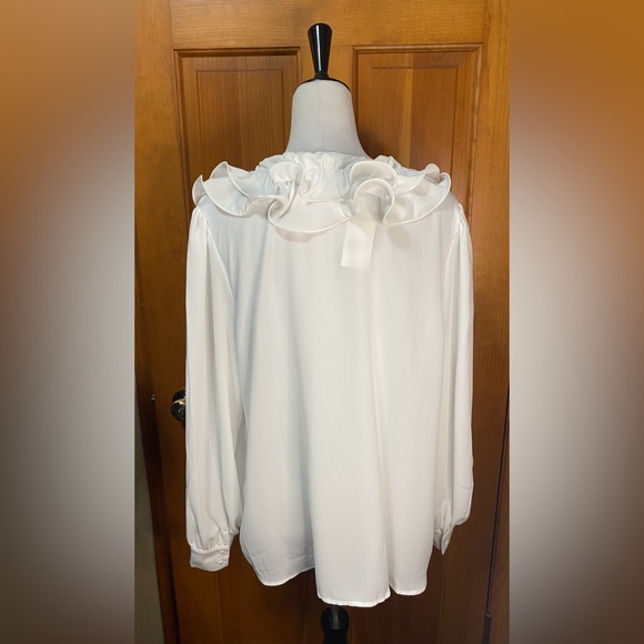 NWT Elegant White Ruffle Blouse - Picture 4 of 7
